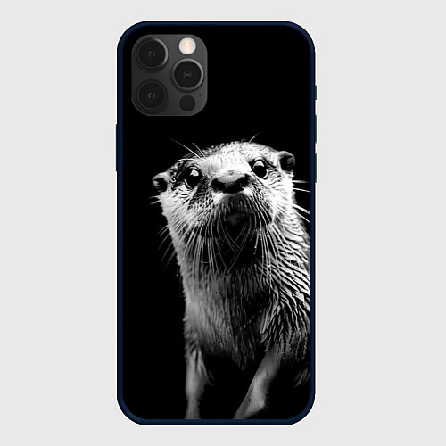 Чехол iPhone 12 Pro Max Выдра любопытная / 3D-Черный – фото 1