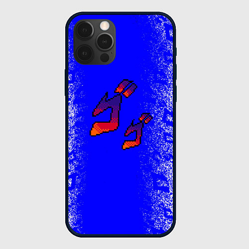 Чехол iPhone 12 Pro Max Jojos bizarre adventure - синяя символига-лого / 3D-Черный – фото 1