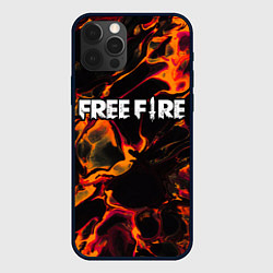 Чехол для iPhone 12 Pro Max Free Fire red lava, цвет: 3D-черный