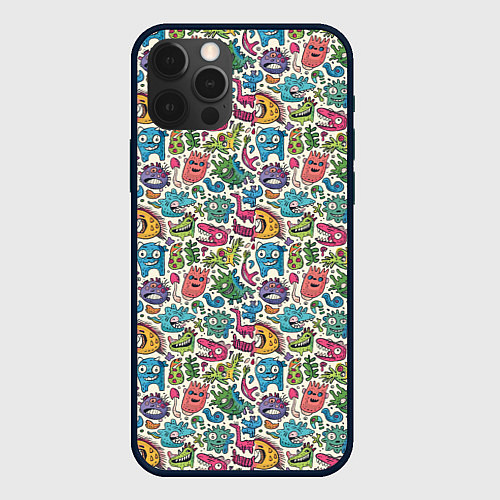 Чехол iPhone 12 Pro Max Лесные чудовища / 3D-Черный – фото 1