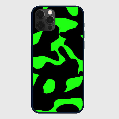 Чехол iPhone 12 Pro Max Зелёный камуфляж милитари / 3D-Черный – фото 1