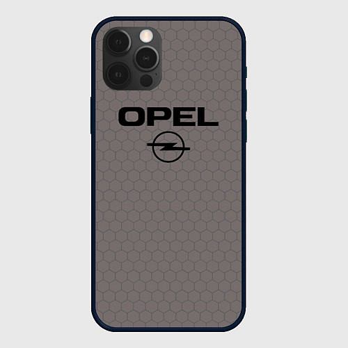 Чехол iPhone 12 Pro Max Opel мозаика серо-коричневый / 3D-Черный – фото 1