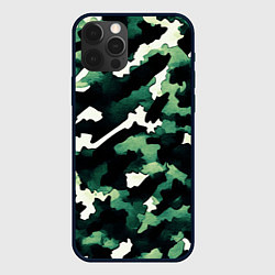 Чехол для iPhone 12 Pro Max Яркий зелёный камуфляж, цвет: 3D-черный