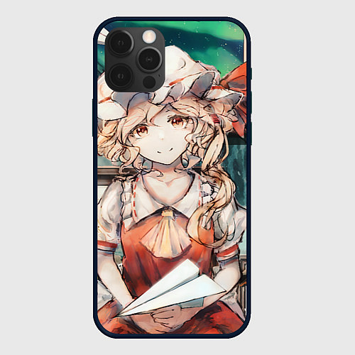 Чехол iPhone 12 Pro Max Touhou Project Flandre милая с бумажным самолётико / 3D-Черный – фото 1
