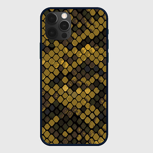 Чехол iPhone 12 Pro Max Змеиный камуфляж - текстура чешуи / 3D-Черный – фото 1