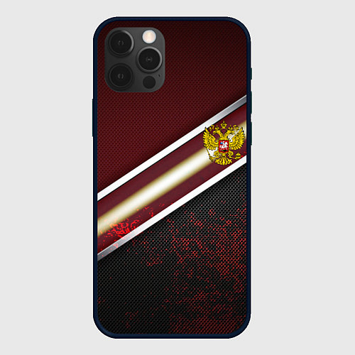 Чехол iPhone 12 Pro Max Сталь Россия текстура / 3D-Черный – фото 1