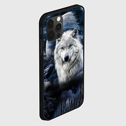 Чехол для iPhone 12 Pro Max Белый волк и ворон - темная ночь, цвет: 3D-черный — фото 2
