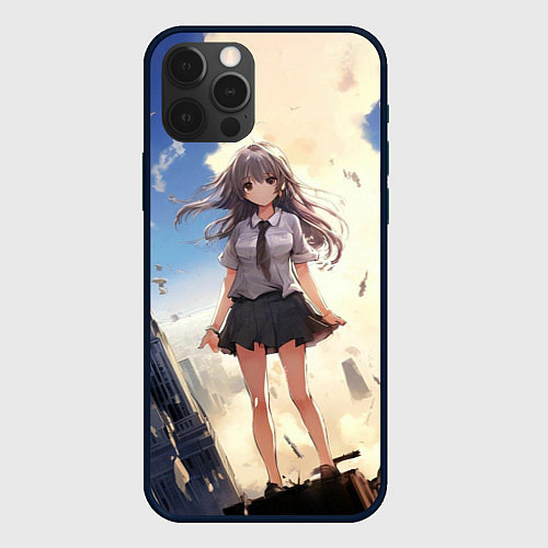 Чехол iPhone 12 Pro Max Девушка аниме / 3D-Черный – фото 1