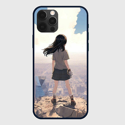 Чехол iPhone 12 Pro Max Девушка аниме / 3D-Черный – фото 1