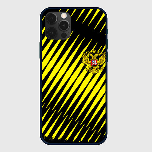Чехол iPhone 12 Pro Max Герб РФ абстракция / 3D-Черный – фото 1