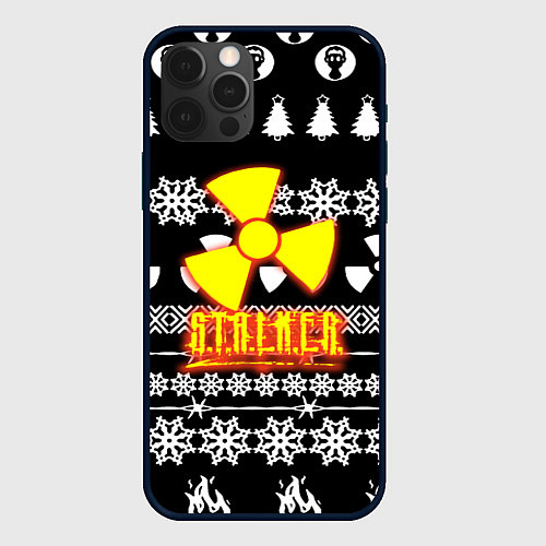 Чехол iPhone 12 Pro Max Stalker fire pattern / 3D-Черный – фото 1