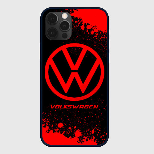 Чехол iPhone 12 Pro Max Volkswagen - red gradient / 3D-Черный – фото 1