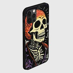 Чехол для iPhone 12 Pro Max Мексиканский скелет в пиджаке на кладбище, цвет: 3D-черный — фото 2