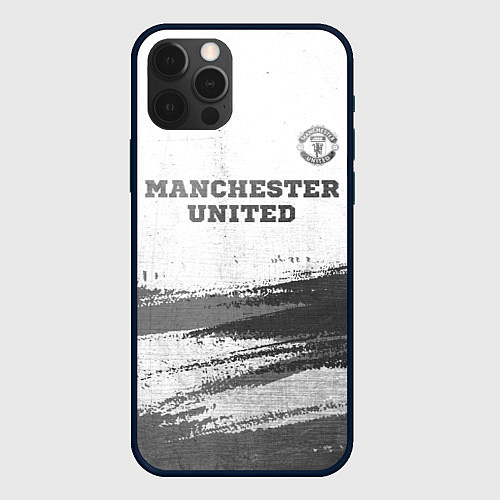 Чехол iPhone 12 Pro Max Manchester United - white gradient посередине / 3D-Черный – фото 1