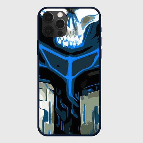 Чехол iPhone 12 Pro Max Blue stripes on a black and white background / 3D-Черный – фото 1