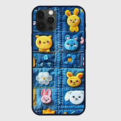 Чехол для iPhone 12 Pro Max Зайчата на пэчворк, цвет: 3D-черный
