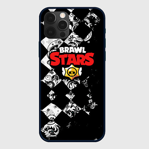 Чехол iPhone 12 Pro Max Brawl stars black geometry / 3D-Черный – фото 1