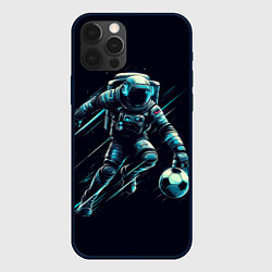 Чехол iPhone 12 Pro Max Космонавт играет в футбол в космосе