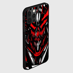 Чехол для iPhone 12 Pro Max Красно-белое абстрактное лицо на чёрном фоне, цвет: 3D-черный — фото 2