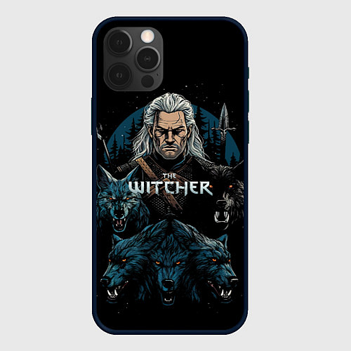 Чехол iPhone 12 Pro Max The Witcher and wolfs / 3D-Черный – фото 1