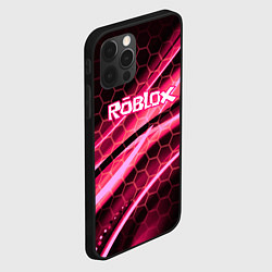 Чехол для iPhone 12 Pro Max Roblox броня розовый, цвет: 3D-черный — фото 2