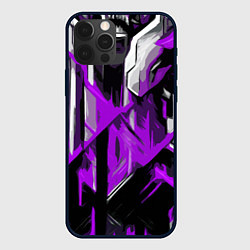 Чехол iPhone 12 Pro Max White and purple abstraction on a black background