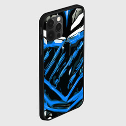 Чехол для iPhone 12 Pro Max Blue and white abstraction on a black background, цвет: 3D-черный — фото 2