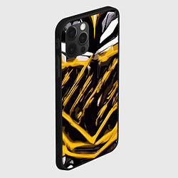 Чехол для iPhone 12 Pro Max Yellow and white abstraction on a black background, цвет: 3D-черный — фото 2