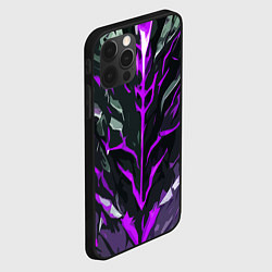 Чехол для iPhone 12 Pro Max Фиолетовые адские полосы на чёрном фоне, цвет: 3D-черный — фото 2