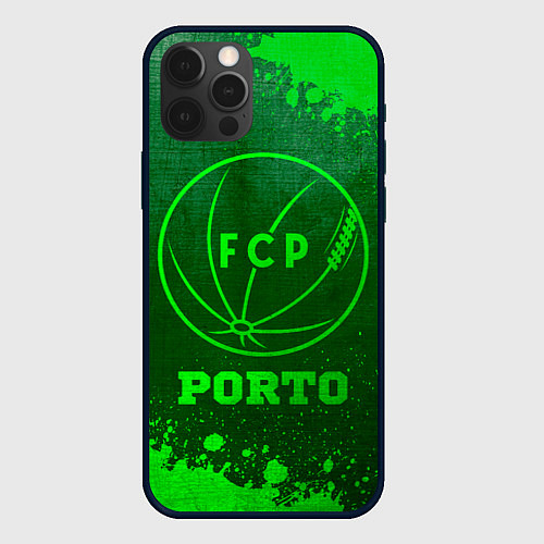 Чехол iPhone 12 Pro Max Porto - green gradient / 3D-Черный – фото 1