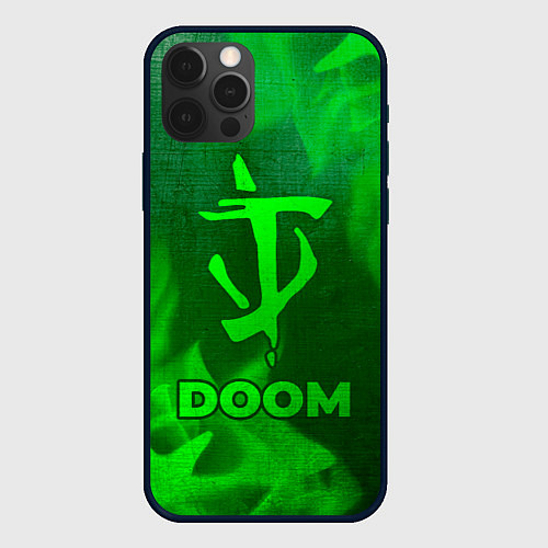 Чехол iPhone 12 Pro Max Doom - green gradient / 3D-Черный – фото 1