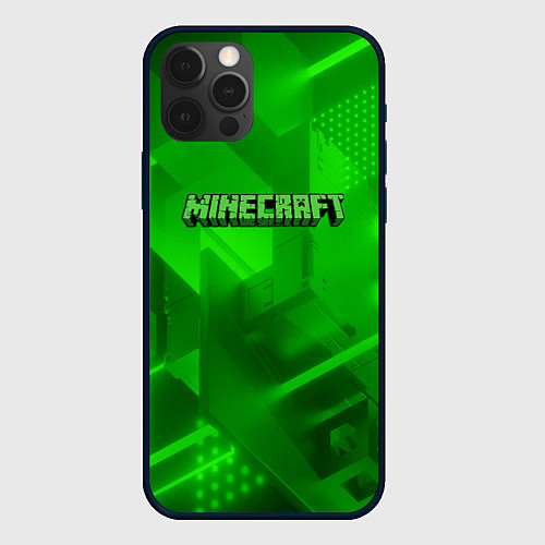 Чехол iPhone 12 Pro Max Minecraft кислотная геометрия / 3D-Черный – фото 1