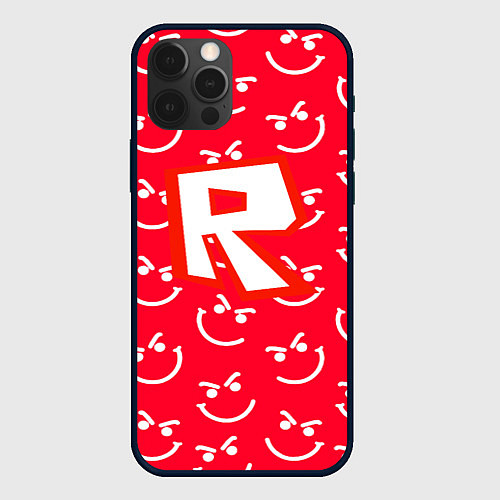 Чехол iPhone 12 Pro Max Roblox smile pattern / 3D-Черный – фото 1