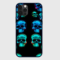 Чехол iPhone 12 Pro Max Neon skulls - ai art pattern