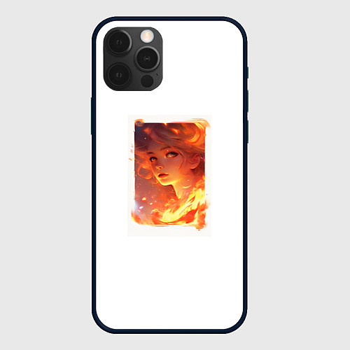 Чехол iPhone 12 Pro Max Flame girl / 3D-Черный – фото 1