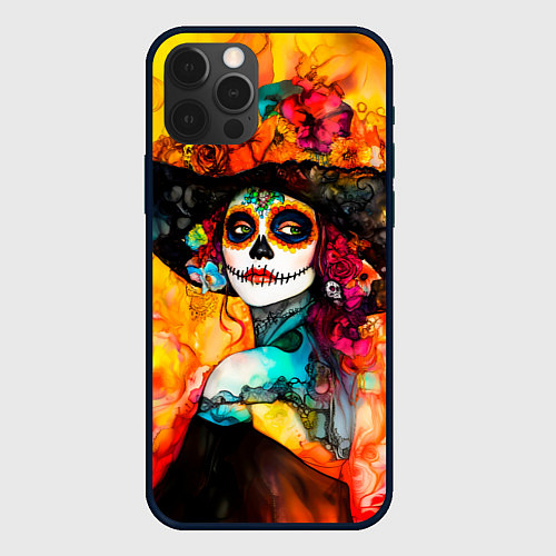 Чехол iPhone 12 Pro Max Катрина в черной шляпе / 3D-Черный – фото 1