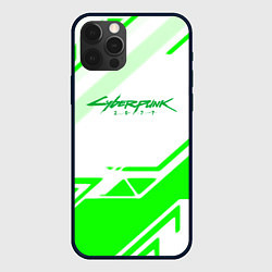 Чехол для iPhone 12 Pro Max Cyberpunk 2077 geometry green, цвет: 3D-черный