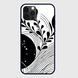 Чехол iPhone 12 Pro Max Растительная абстракция black and white
