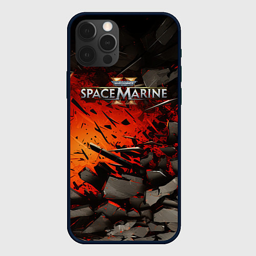 Чехол iPhone 12 Pro Max Warhammer 40000 space marine 2 взрыв камней / 3D-Черный – фото 1