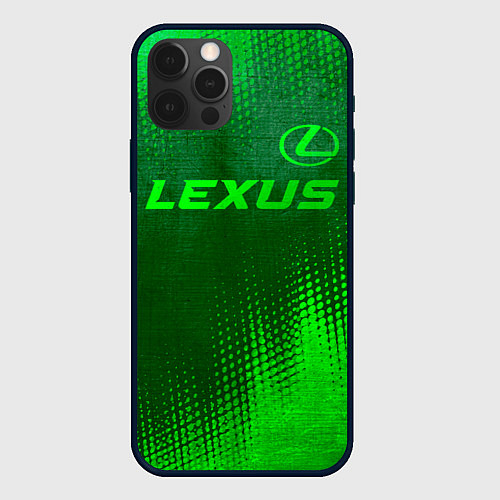 Чехол iPhone 12 Pro Max Lexus - green gradient посередине / 3D-Черный – фото 1