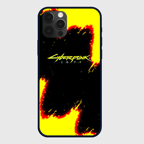 Чехол iPhone 12 Pro Max Cyberpunk 2077 огненный стиль / 3D-Черный – фото 1