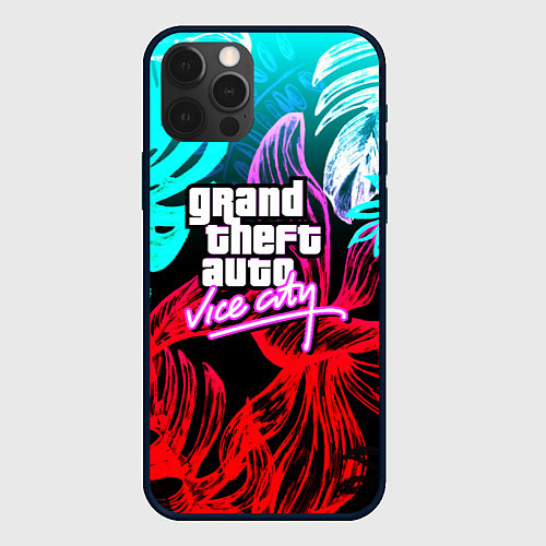 Чехол iPhone 12 Pro Max GTA vice city tropic / 3D-Черный – фото 1