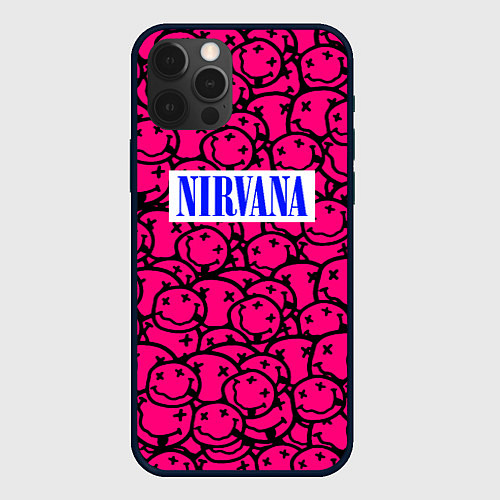 Чехол iPhone 12 Pro Max Nirvana pink logo / 3D-Черный – фото 1