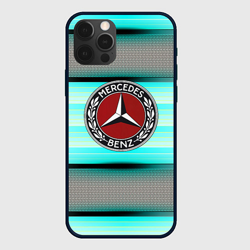 Чехол iPhone 12 Pro Max Mercedes benz текстура карбон / 3D-Черный – фото 1