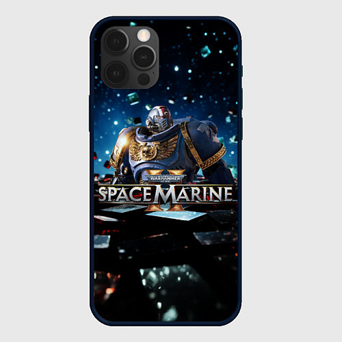 Чехол iPhone 12 Pro Max Warhammer 40000 space marine 2 ультрамарин в броне / 3D-Черный – фото 1