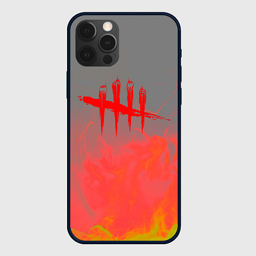 Чехол iPhone 12 Pro Max Dead by Daylight logo fire / 3D-Черный – фото 1
