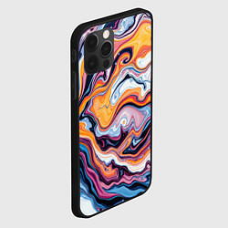 Чехол для iPhone 12 Pro Max Жидкие разноцветные краски, цвет: 3D-черный — фото 2