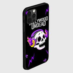 Чехол для iPhone 12 Pro Max Hollywood Undead неоновый череп, цвет: 3D-черный — фото 2