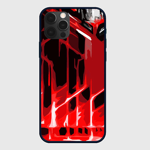 Чехол iPhone 12 Pro Max Abstract red stripes on a black background / 3D-Черный – фото 1