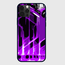 Чехол iPhone 12 Pro Max Abstract purple stripes on a black background